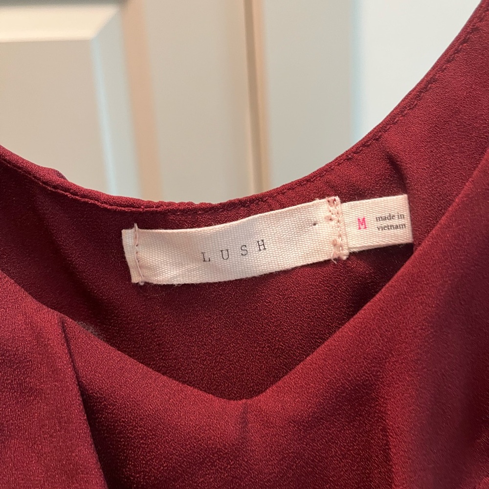 Women's Burgundy Ruffle Top - Picture 4 of 6